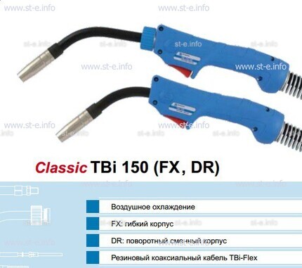 Горелка для полуавтоматической сварки TBi 150-blue-ESG, длина 3 метра - st-e.info - Дмитров